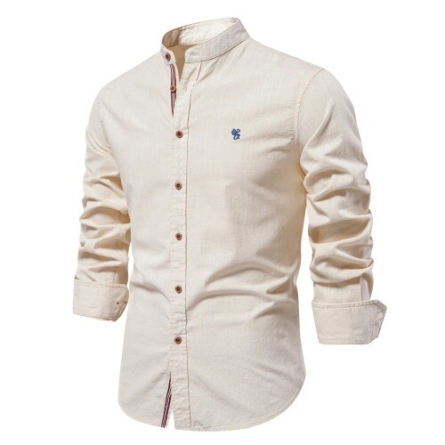 2024 FASHION 100% Cotton Social Shirt Men Solid Color Long Sleeve Shirt for Men - Picture 10 of 31