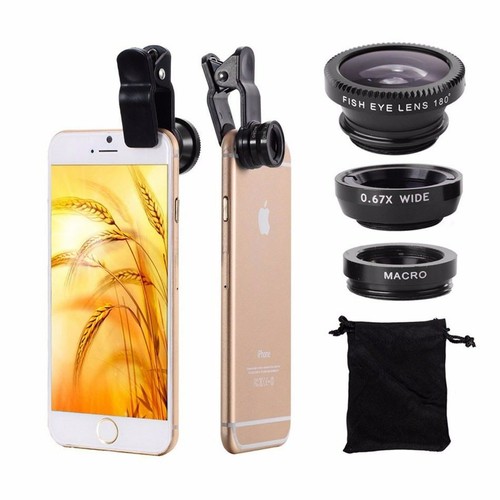 SET LENTI 3in1 KIT UNIVERSALE FISH EYE GRANDANGOLO MACRO FOTO per SMARTPHONE - Foto 4 di 9