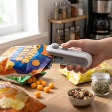 White Rechargeable Mini Bag Sealer Handheld Heat Sealer for Food Snack Storage