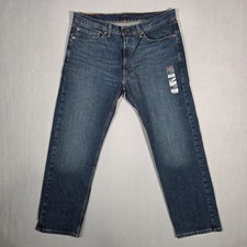 New Levis 505 Jeans Mens 36x30 Blue Regular Straight Workwear Dark Wash Denim