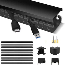 Cable Raceway Kit Black Wire Management System with Cover 9x15.4in Wall Conceale