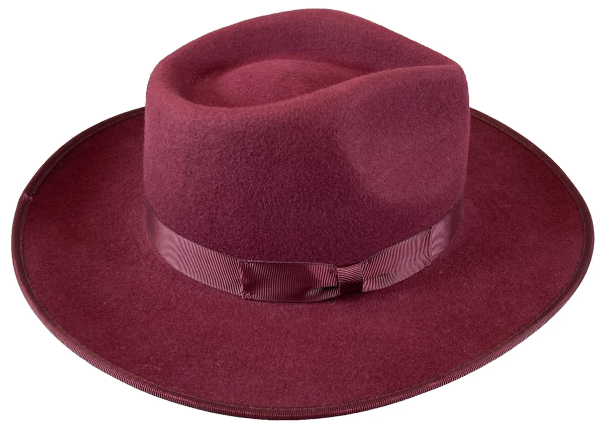 Hicks & Brown Womens 100% Wool Maroon Derby Fedora Hat Auld Stock Gamebird Fedora | Campbell main image 3