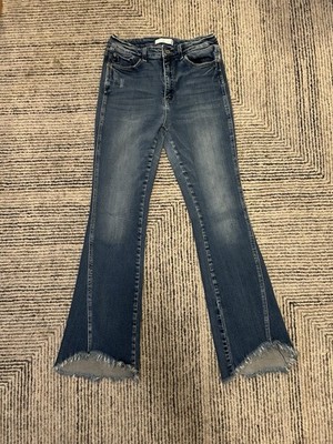 Kancan Ayami Distressed Hem Bootcut Jeans Size 11/29 Flare Festival Stretch