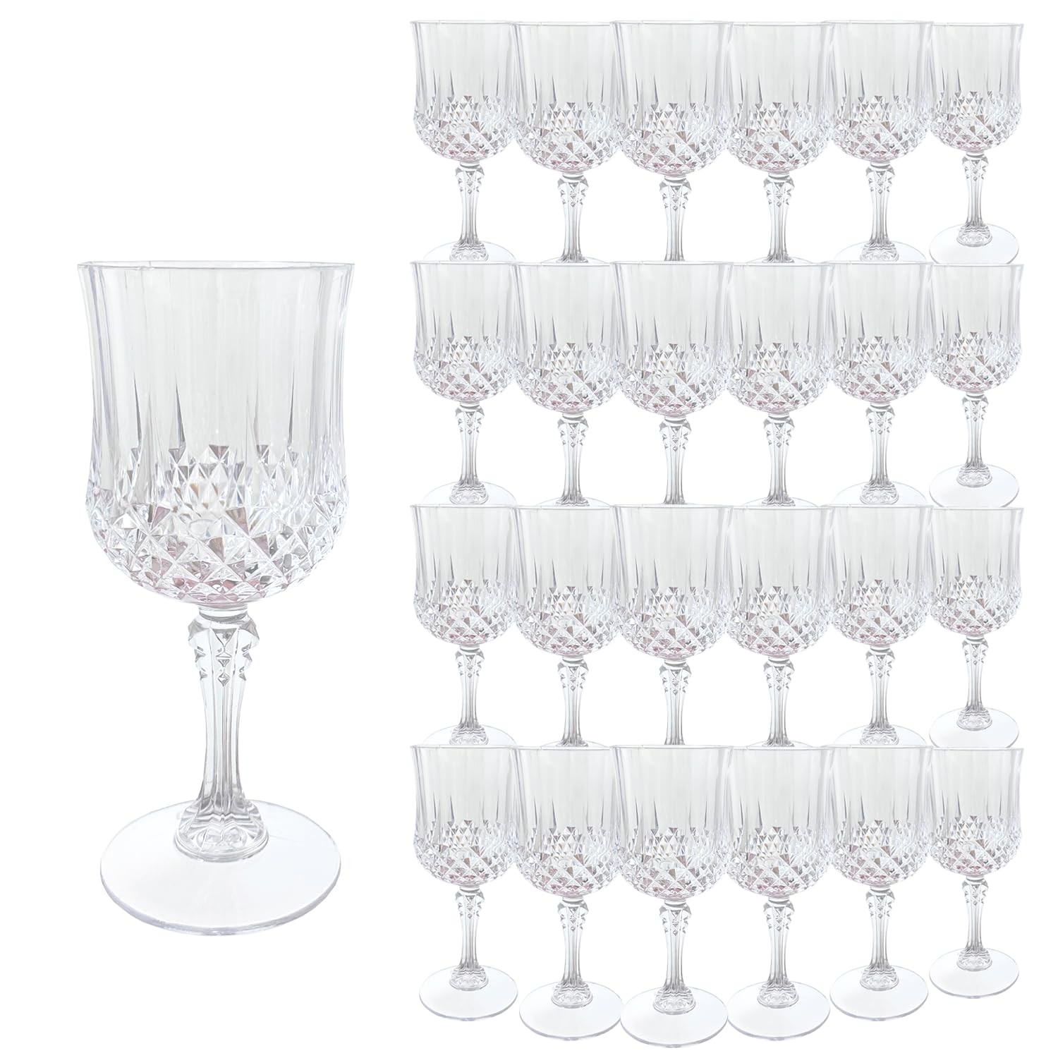 Plastic Wine Glasses，Plastic Goblets Vintage Style Cordial Drinking Glasses f...