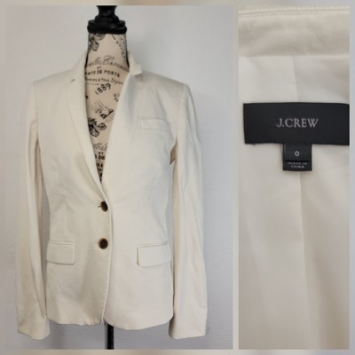 J CREW Thompson Blazer Womens 0 Bi Stretch Schoolboy Relaxes Office Siren Ecru