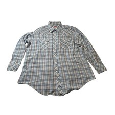 Miller Western Wear Mens Plaid Pearl Snap Shirt Vintage Blue Grey Red 18-34