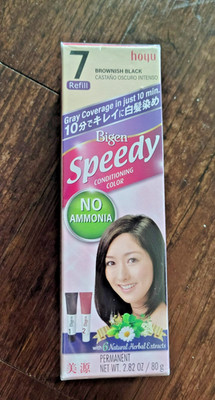Bigen Speedy Permanent Hair Color - 7 Brownish Black Refill pack 2.82oz NEW 