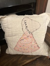 Primitive Vintage Sun Bonnett Hand Made Pillow pink named Charlotte