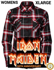 DIXXON x IRON MAIDEN-50th ANNIVERSARY Collab Flannel Shirt-Women's XL
