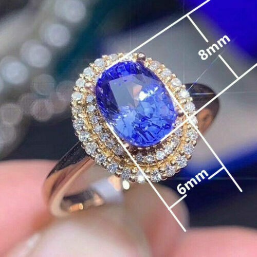 Gorgeous 14k Rose Gold Plated Cut Blue Artificial Sapphire Wedding Ring Sz 6-10 - Picture 7 of 13