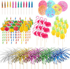 120PCS Cocktail Party Set – Umbrellas, Sticks, Fruit Labels, Straws, Tree Stand
