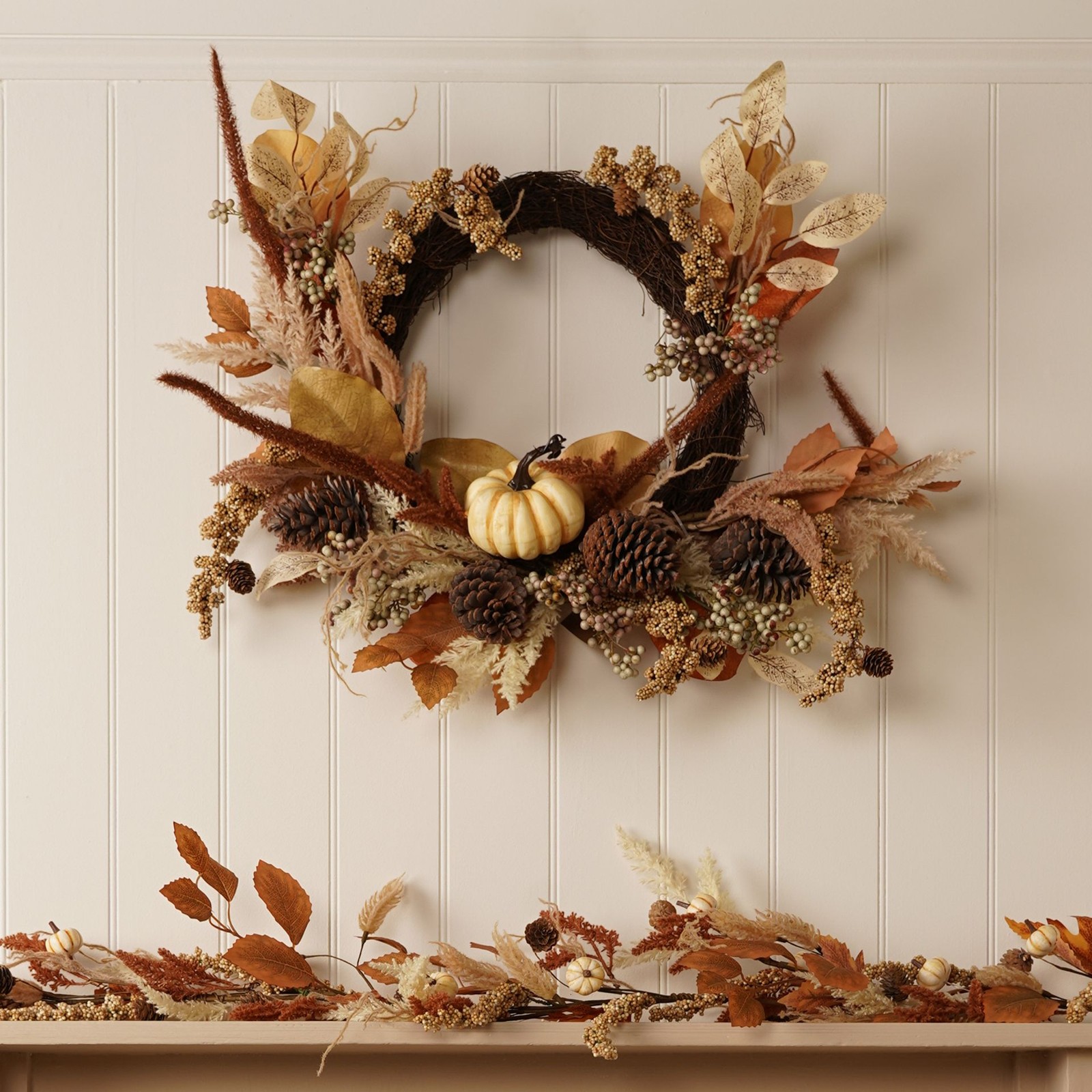 Rackhams Orange Harvest Autumn Decorative Wreath - Image 2