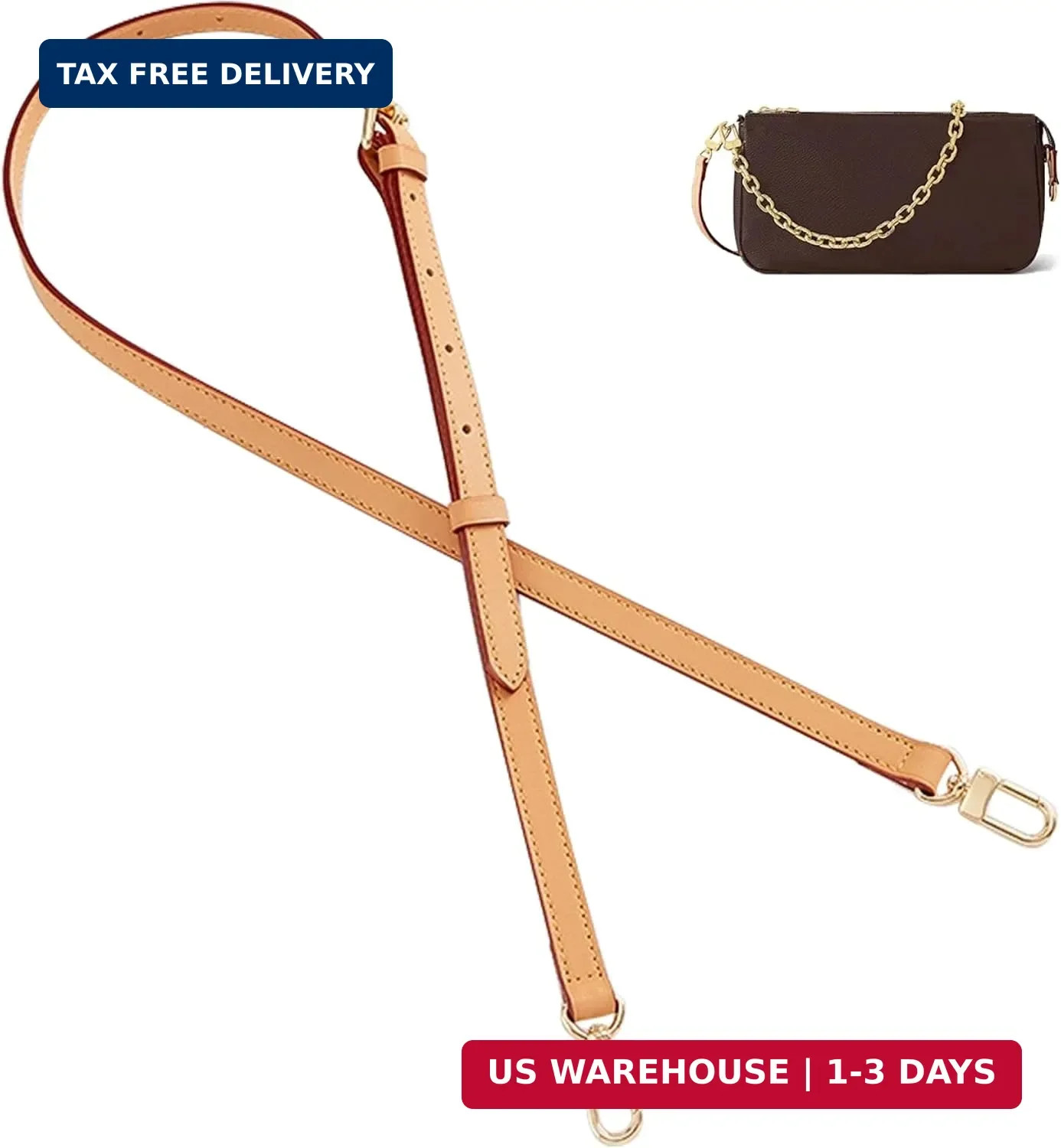 Vachetta Leather Strap Compatible with Lv Straps Replacement, Adjustable Purse C