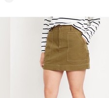 Old Navy Women s Carpenter Skirt, Olive Green, Summer Utility Size 1 4 NEW