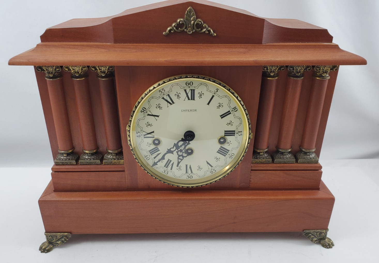 Emperor Hermle 341-020 Mantel Clock Model 82 Vintage Wooden 