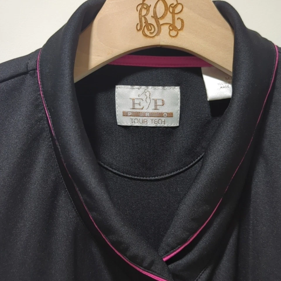 EP Pro Tour Tech Ladies Golf Polo Shirt 1/4 Zip Black Pink Women's Size M - Image 2 of 4