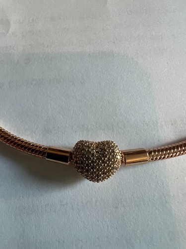 Genuine Pandora Moments Snake heart rose gold Chain charm Necklace - 45cms - Picture 3 of 4
