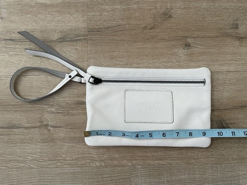 Laurent Effel Italia Cuero Blanco Suave Bolso sin asas Cartera Cremallera Bolso Muñequera St Barth - Imagen 10 de 11