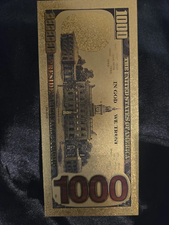Donald J. Trump 24kt .9999 Gold Foil Novelty 1000 Banknote - Image 2 of 2