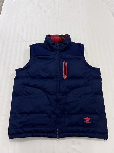Adidas Down Puffer Vest XL Blue Trefoil Logo Sleeveless Full Zip Streetwear