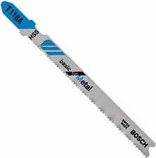 100-piece pack of 3-5/8 inch 17-24 TPI T-shank jigsaw blades for metal cutting