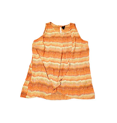 WORTHINGTON Women's Orange Print Sleeveless Blouse XLT Top Layered Semi Sheer