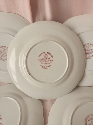 5 Vintage J&G Meakin Romantic England Ironstone Red 6.75" Bread Dessert Plates - Picture 18 of 20