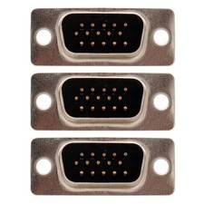 3 Pcs DB15 HD15 D-Sub 15Pin Male Plug Connector SVGA VGA Solder Cup Socket Gold