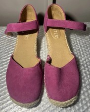 Hotter Pacific Wedge Heel Espadrille Shoes Size UK 4.5 Magenta Pink Strap