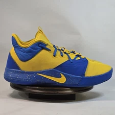 Nike PG 3 Shoes Mens Size 13 Blue Yellow Muhls Basketball AV7928-991 Swoosh Moon