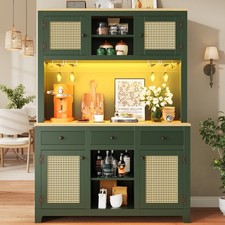 LED K&uuml;chenschrank Hochschrank Buffetschrank Standschrank 180*120cm Rattan Schran