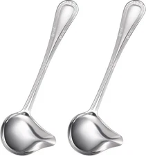 Patelai 2 Pieces Small Ladle Gravy Drizzle Spoon 1 Ounce Silver 