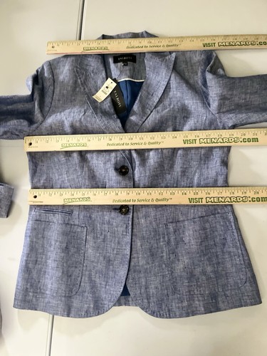 New Talbots 100% Linen Blazer 6 Blue 2 Button Lined $149 Long Sleeve New W/tag - Picture 9 of 9