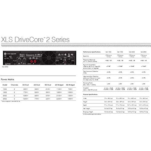 Crown XLS1502 DriveCore 2 Series 2-channel, 525W at 4-ohm Power Amplifier - Picture 7 of 7
