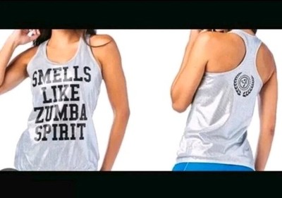 NEU ZUMBA Gr.S SPIRIT BUBBLE TANK SILBER TOP 