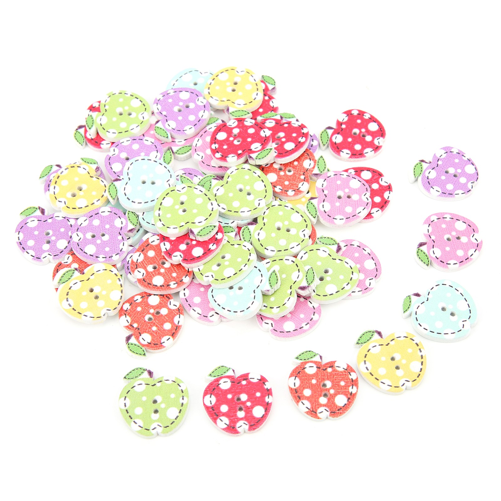 200 Painted Wooden Buttons Cute Apples For DIY Clothing Crafts Recommended