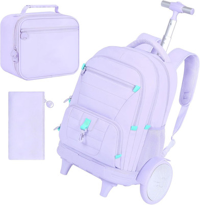 3Pcs Women & Girls Rolling Backpack with Bigger Wheels, Extra-Large Wheeled Book