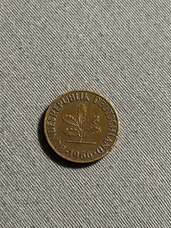 Germany F Mint Mark 1966 2 Pfennig Copper Plated Steel KM#105 BN