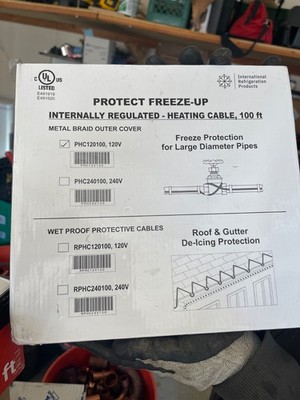 IRP PHC120-100 5W-120v Self-Regulating Pipe Heating Cable  100ft NIB