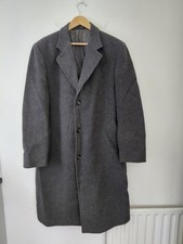 CROMBIE DUNN CAHMERE COAT 44 Grey Overcoat Jacket English Chesterfield Charcoal