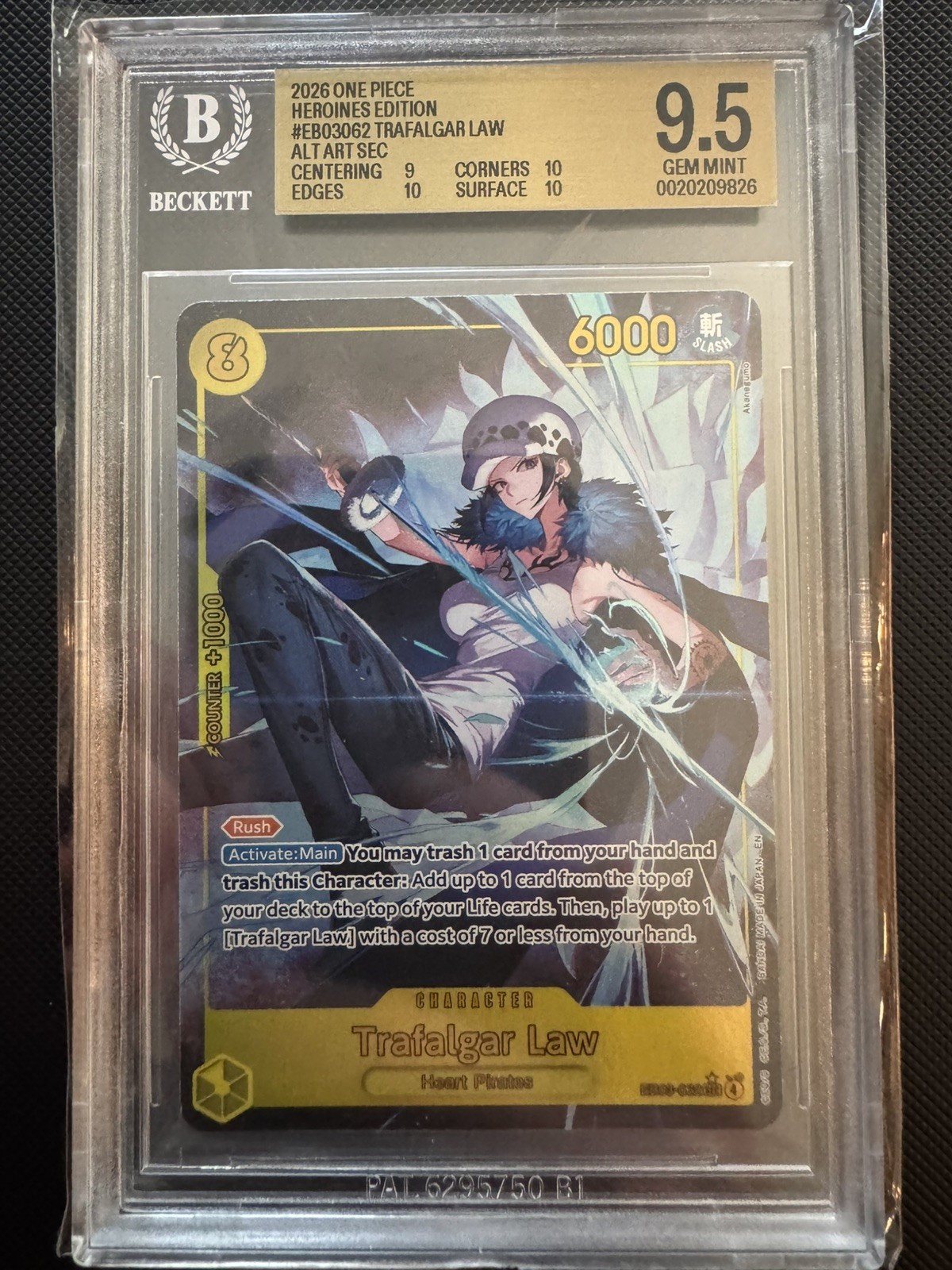 One Piece CCG English Trafalgar Law SEC Alt Art EB03-062 NM Heroines Edition