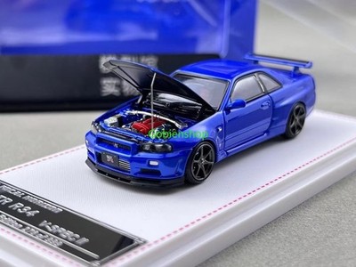 GB FH 1:64 JDM Blue Skyline GTR R34 V-SPEC II Sports Model Diecast