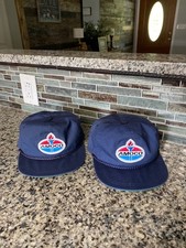 Lot of 2 Vintage USA MADE K Products Amoco Gas Patch Trucker Hat Cap Blue unworn