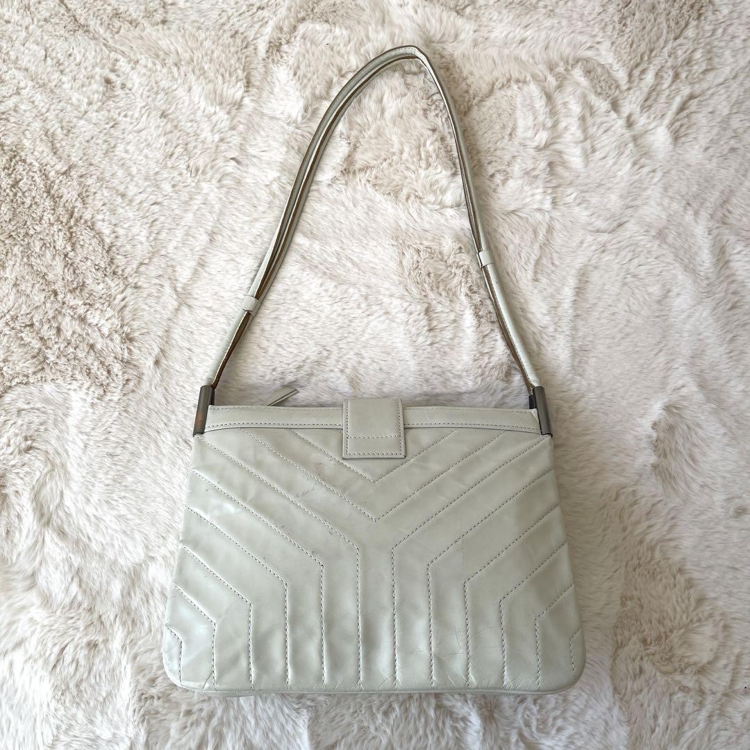 Borsa a tracolla Yves Saint Laurent YSL Cassandra pelle bianca autentica F0110809
