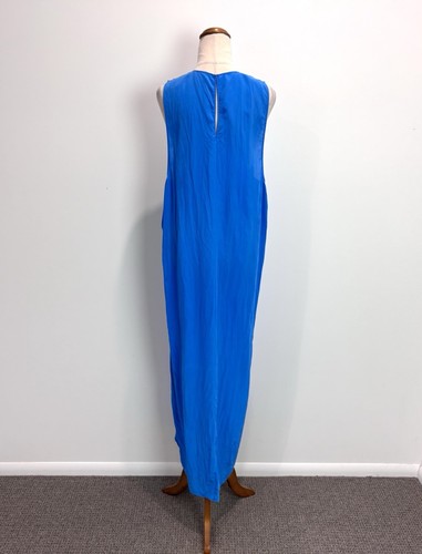 Saba Resort Womens Dress 10 Blue Sleeveless Shift Long Silk Beach Coastal Event - Bild 6 von 13