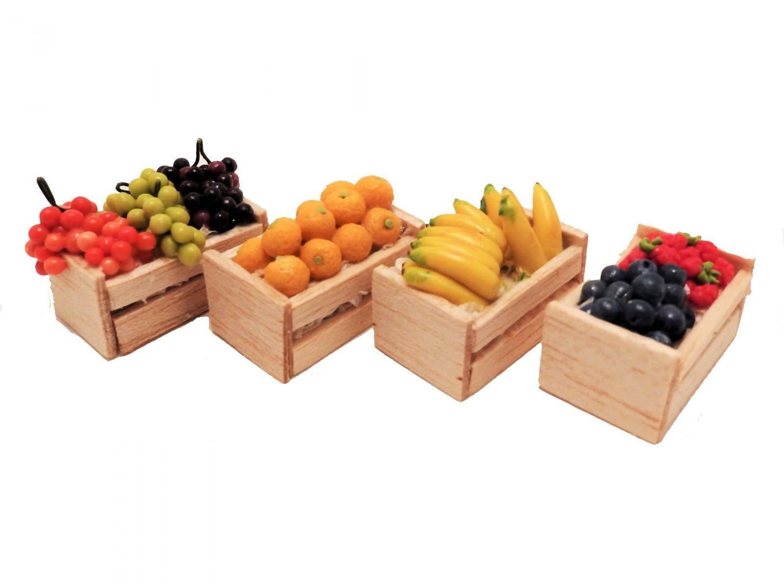 Dolls House Crates of Fruit Greengrocers Boxes Miniature Store Shop Accessory
