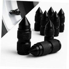 8PCS Spike Tire Valve Stem Caps, Aluminum Alloy Pointed Air Valve Spiked-Black