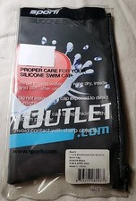 Sporti Silicone Swim Cap High Performance "I Love Swim Outlet" Black NEW