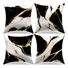 Couch Decorative Pillow Covers 18" x 18" Pack of 4 Black and Grey and Yellow