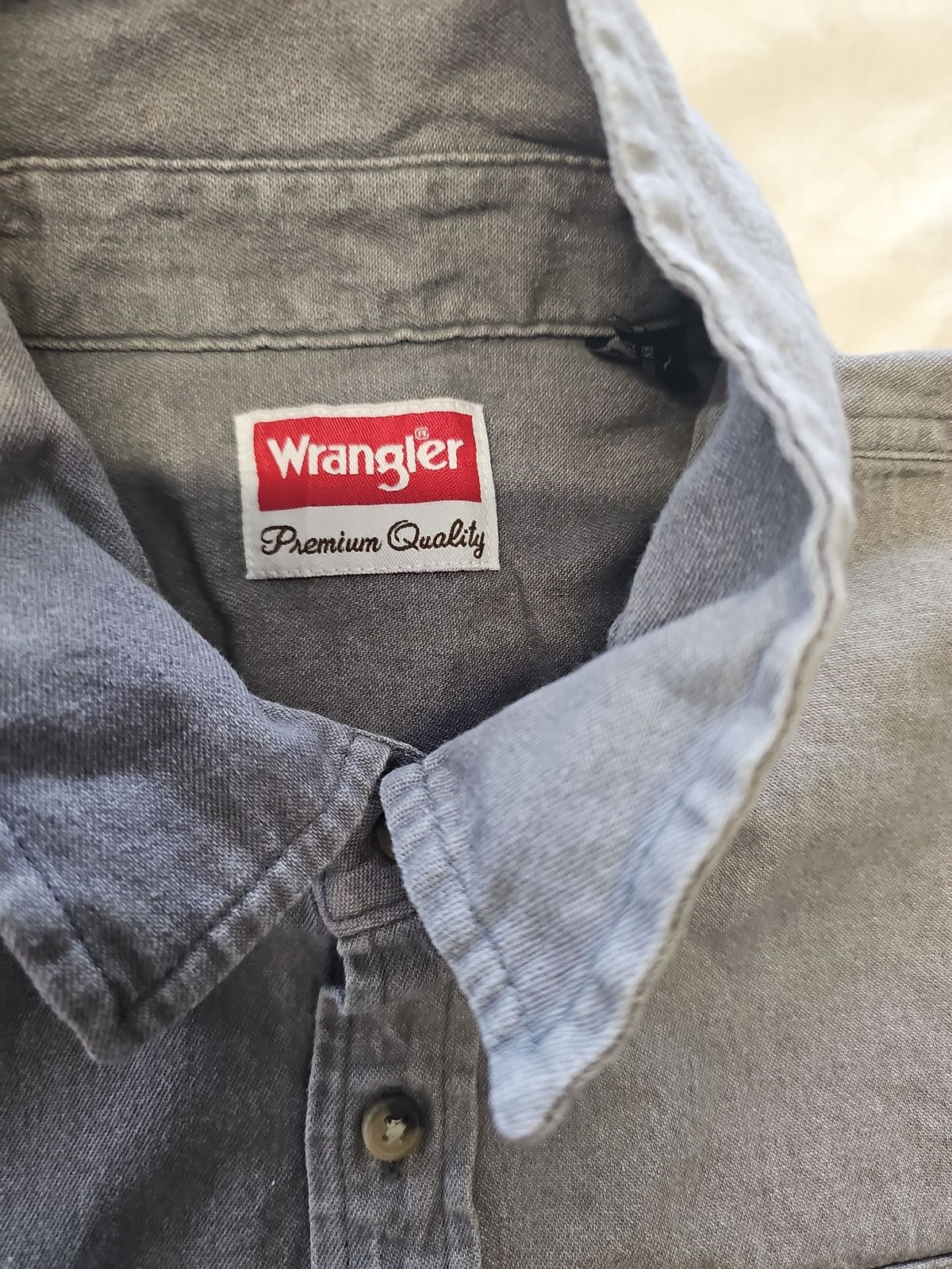 Wrangler Premium Quality Grey Denim Work Shirt Large YY1185 image 2